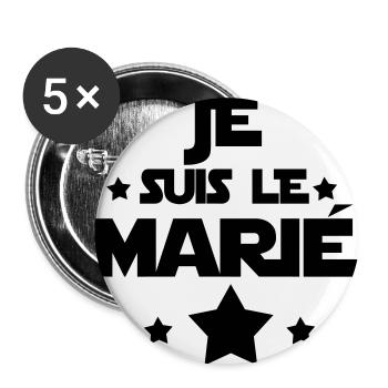JE SUIS LE marié,citations,message - Lot de 5 grands badges (56 mm) - blanc - Devant