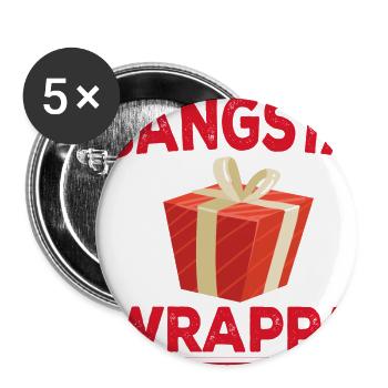 Drôle, humoristique, cadeau de Noël Gangsta Wrappa - Lot de 5 grands badges (56 mm) - blanc - Devant