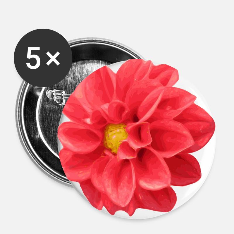 fleur - Lot de 5 grands badges (56 mm) - blanc