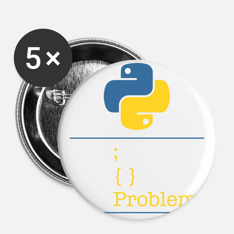 Python no problem - Buttons large 2.2''/56 mm (5-pack) - white