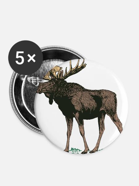 Elch Goose Geweih Jäger Skandinavien Geschenk Idee - Buttons groß 56 mm (5er Pack) - Weiß