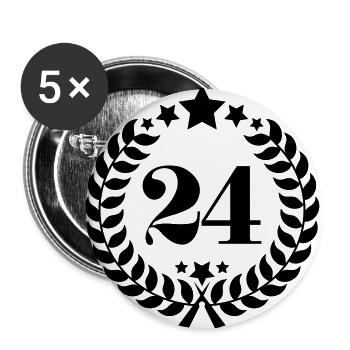24ter Geburtstag Kranz Zahl 24 Jahrgang Alter - Buttons groß 56 mm (5er Pack) - Weiß - Vorne