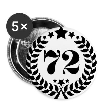 72ter Geburtstag Kranz Zahl 72 Jahrgang Alter - Buttons groß 56 mm (5er Pack) - Weiß - Vorne
