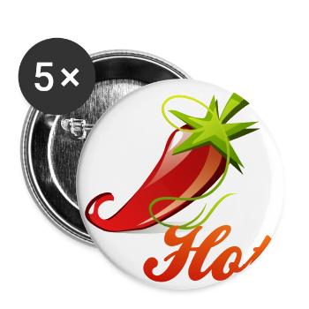 Chili Peperoni Hot Scharf Koch - Buttons groß 56 mm (5er Pack) - Weiß - Vorne