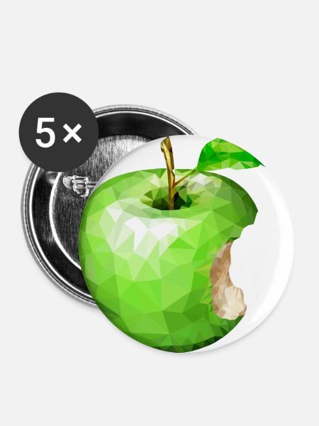 Apfel,Kunst,Obst - Buttons groß 56 mm (5er Pack) - Weiß