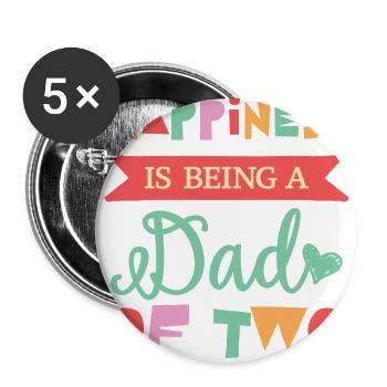 Luck is to be a dad of two children - Buttons large 2.2''/56 mm (5-pack) - white - Front