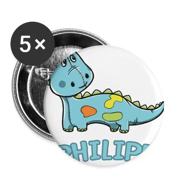 Dinosaurier lustig Kind Philipp Geschenk Geburtsta - Buttons groß 56 mm (5er Pack) - Weiß - Vorne
