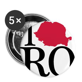 J'adore RO - J'adore la Roumanie - Lot de 5 grands badges (56 mm) - blanc - Devant