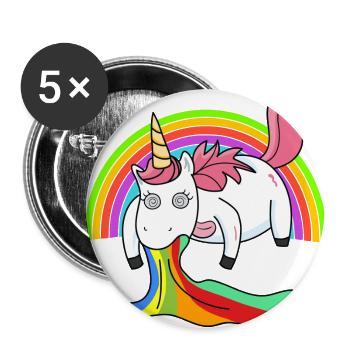 Puking unicorn rainbow - Buttons large 2.2''/56 mm (5-pack) - white - Front