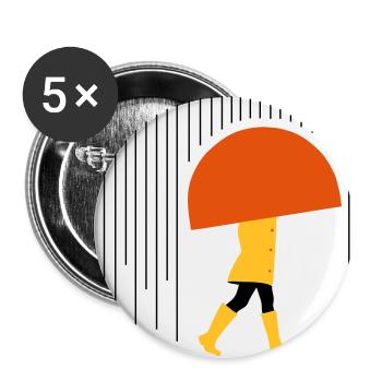 Mensch im Regen - Minimal - Buttons groß 56 mm (5er Pack) - Weiß - Vorne