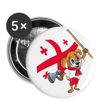 Georgia fan dog - Buttons large 2.2''/56 mm (5-pack) - white - Front