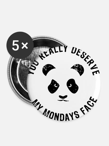 Mondays Face - Buttons large 2.2''/56 mm (5-pack) - white