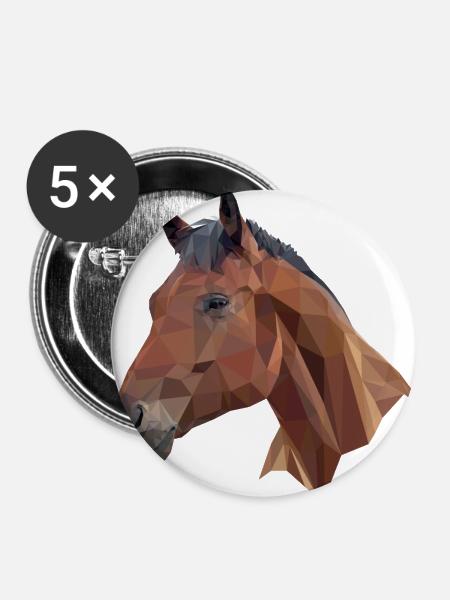 Pferd Poly - Buttons groß 56 mm (5er Pack) - Weiß