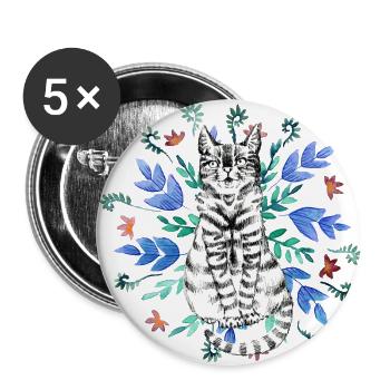 katze im ornament - Buttons groß 56 mm (5er Pack) - Weiß - Vorne