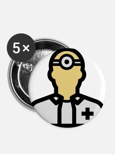 Pflegepersonal, Krankenpfleger, Pfleger, Arzt, - Buttons groß 56 mm (5er Pack) - Weiß