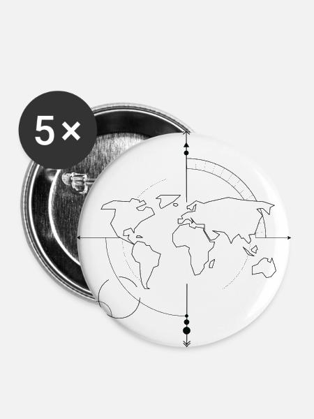 Kompass - Buttons groß 56 mm (5er Pack) - Weiß