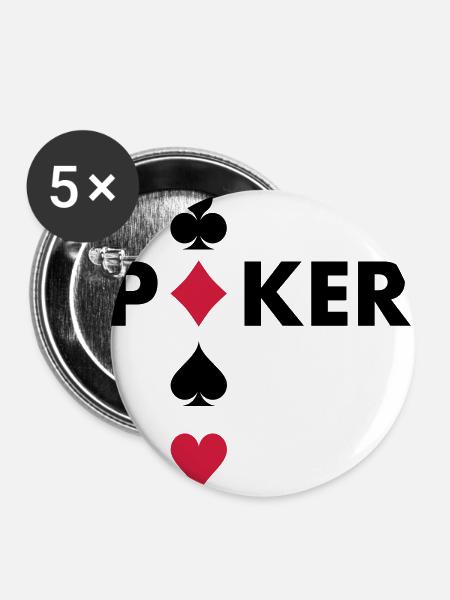 Pokerspieler - Buttons groß 56 mm (5er Pack) - Weiß