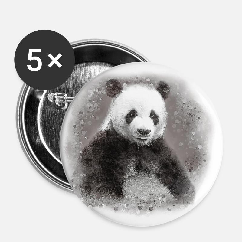 Panda - Buttons groß 56 mm (5er Pack) - Weiß