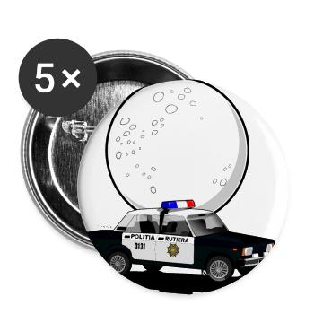 Politia rutiera - Lot de 5 grands badges (56 mm) - blanc - Devant