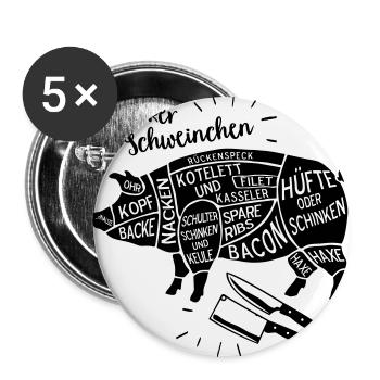 savoureux cadeau drôle de chemise de barbecue de porc - Lot de 5 grands badges (56 mm) - blanc - Devant