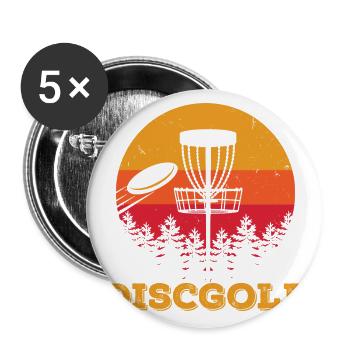 Frisbee Vintage Discgolf Wurfscheibe Geschenk - Buttons groß 56 mm (5er Pack) - Weiß - Vorne