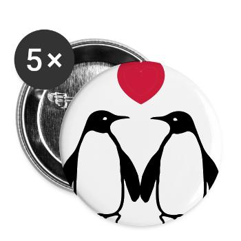 Verliebte Pinguine - Buttons groß 56 mm (5er Pack) - Weiß - Vorne
