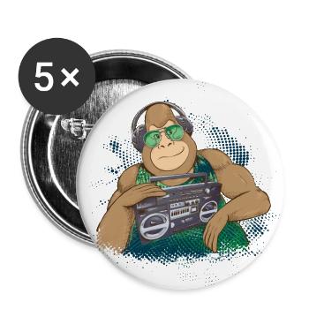 Gorilla Jungle Hiphop - Buttons large 2.2''/56 mm (5-pack) - white - Front