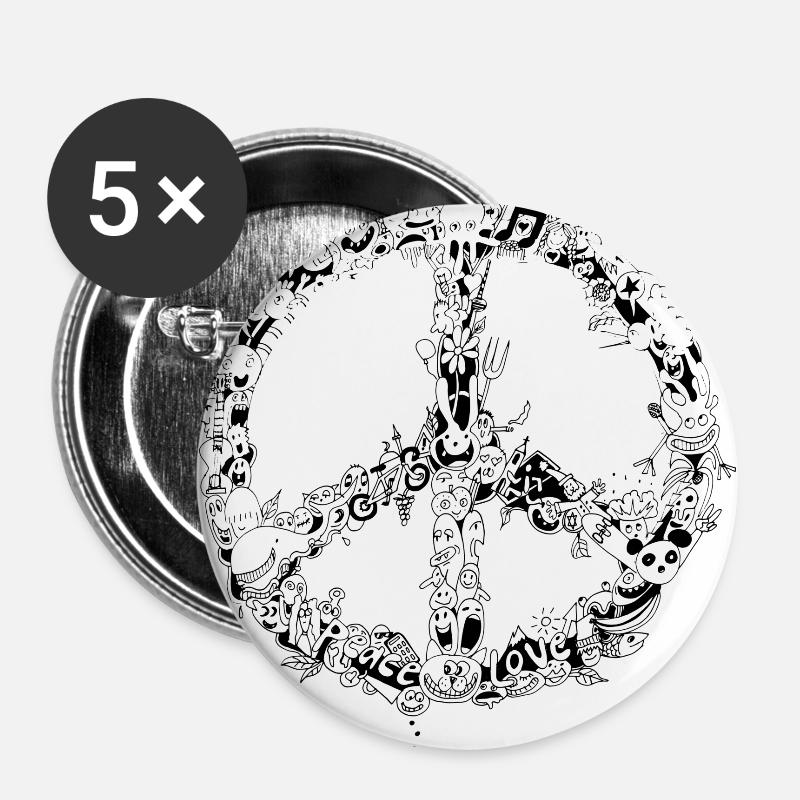 peace sign - Buttons large 2.2''/56 mm (5-pack) - white