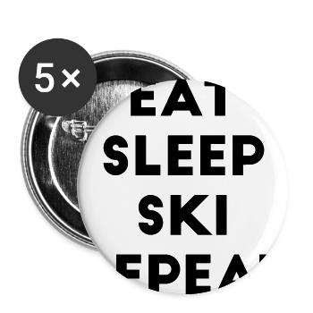 Eat sleep ski repeat Skifahren Skifahrer Spruch - Buttons groß 56 mm (5er Pack) - Weiß - Vorne