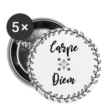 Carpe Diem, living day by day, hippie, zen - Buttons large 2.2''/56 mm (5-pack) - white - Front