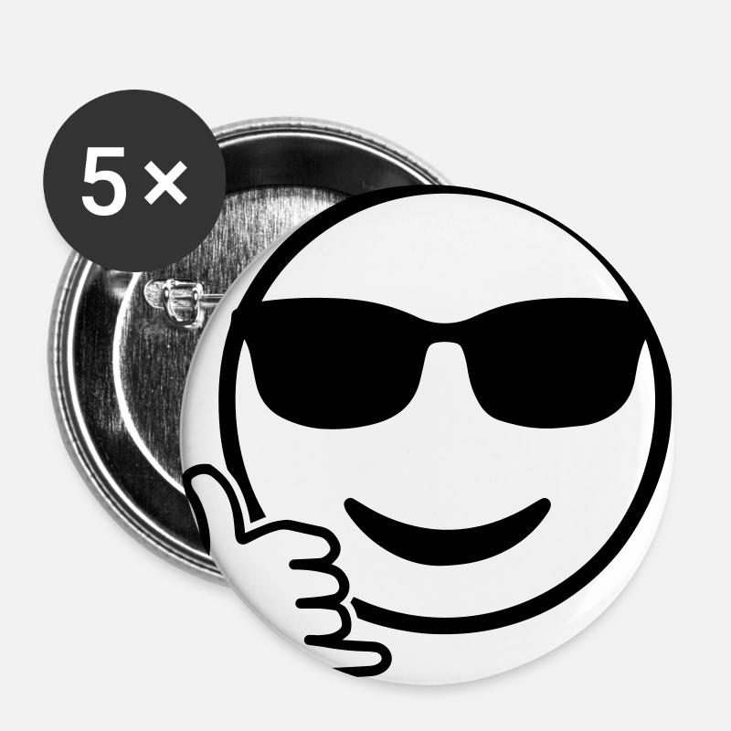 Shaka Emoji - Buttons groß 56 mm (5er Pack) - Weiß