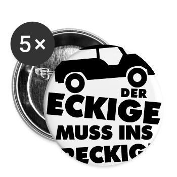 Der Eckige Muss Ins Dreckige - Geländewagen - Buttons groß 56 mm (5er Pack) - Weiß - Vorne