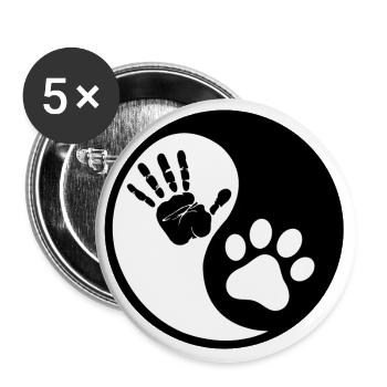 Yin-Yang - Buttons groß 56 mm (5er Pack) - Weiß - Vorne