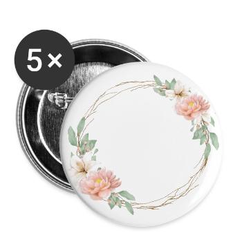 Flower wreath Boho customizable - Buttons large 2.2''/56 mm (5-pack) - white - Front