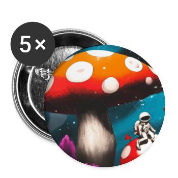 Cosmonaut on magic mushroom planet - Buttons large 2.2''/56 mm (5-pack) - white - Front