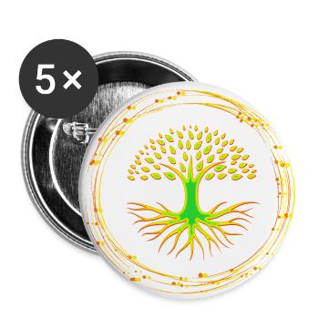 Arbre de vie - Lot de 5 grands badges (56 mm) - blanc - Devant