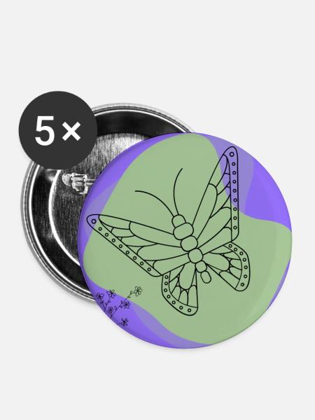 Minimalistischer Schmetterling. - Buttons groß 56 mm (5er Pack) - Weiß