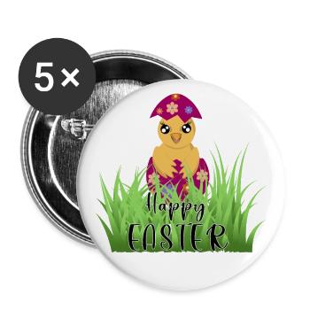Yellow chicken - Buttons large 2.2''/56 mm (5-pack) - white - Front
