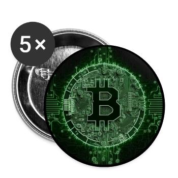 Pièce Bitcoin verte - Lot de 5 grands badges (56 mm) - blanc - Devant