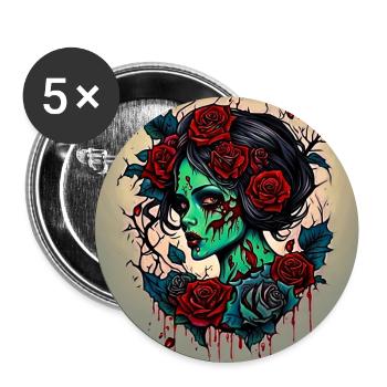 Zombie Girl - Buttons groß 56 mm (5er Pack) - Weiß - Vorne