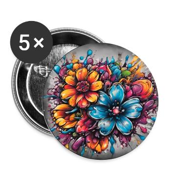 Blumen - Buttons groß 56 mm (5er Pack) - Weiß - Vorne