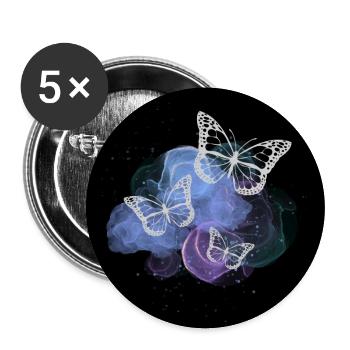 Papillons - Lot de 5 grands badges (56 mm) - blanc - Devant