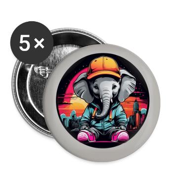 Süßes Elefantenbaby mit Mütze im Farbkreis - Buttons groß 56 mm (5er Pack) - Weiß - Vorne