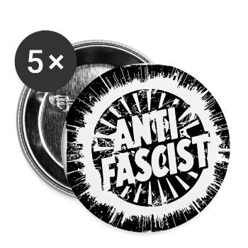 anti faschist antifaschist - Buttons groß 56 mm (5er Pack) - Weiß - Vorne