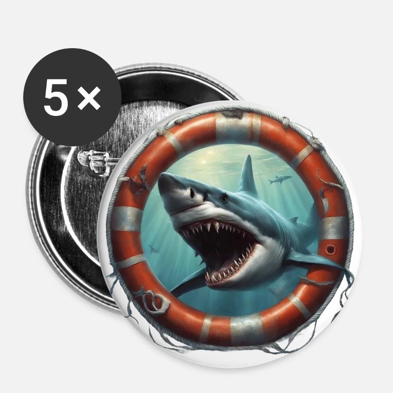 White Shark - Buttons large 2.2''/56 mm (5-pack) - white