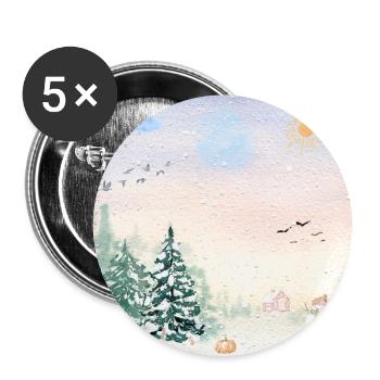 Winter Wonderland Snowy Landscape - Buttons large 2.2''/56 mm (5-pack) - white - Front