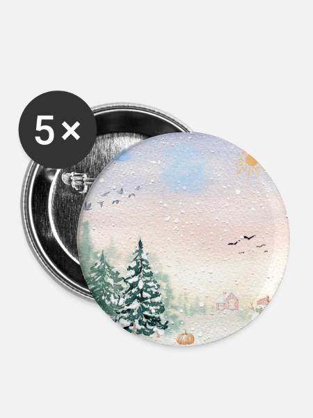 Winter Wonderland Snowy Landscape - Buttons large 2.2''/56 mm (5-pack) - white