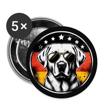 Labrador Retriever Lab avec lunettes de soleil - Lot de 5 grands badges (56 mm) - blanc - Devant
