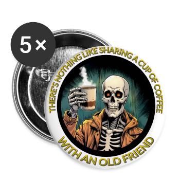 Café entre amis - Lot de 5 grands badges (56 mm) - blanc - Devant