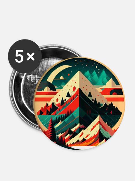 Schweizer Berge - Buttons groß 56 mm (5er Pack) - Weiß